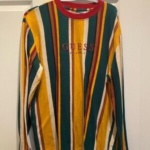 Long sleeve guess shirt. multi color. size medium